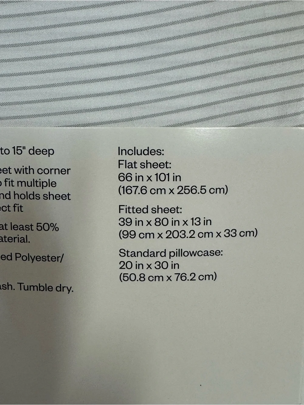 Room Essentials Twin/Twin XL White Gray Stripe Microfiber Sheet Set 3-Piece NEW